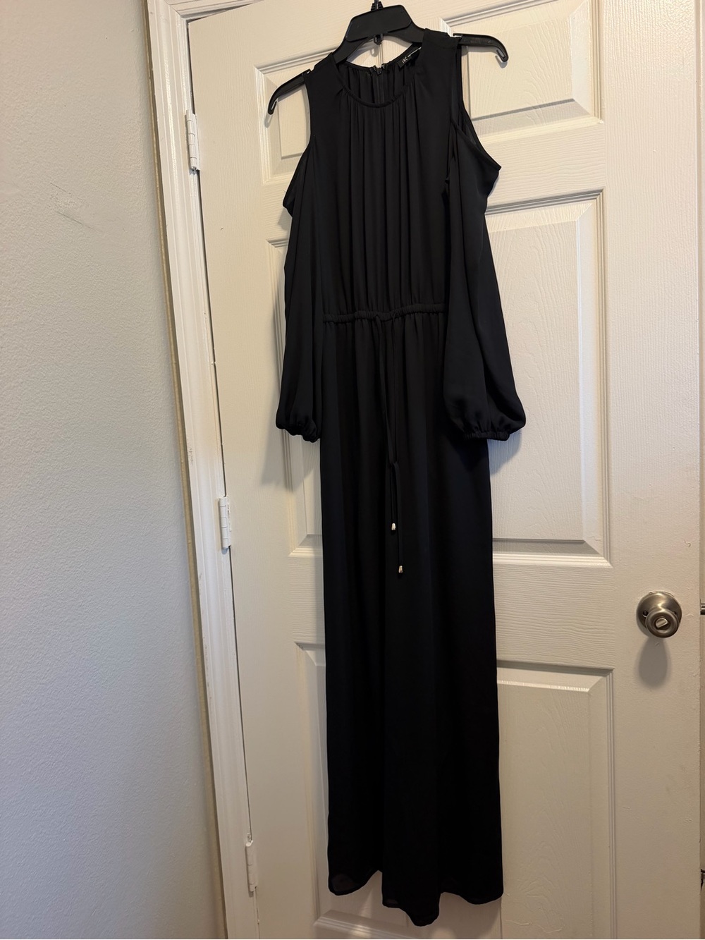 INC International Concepts Black Cold-Shoulder Long Jumpsuit